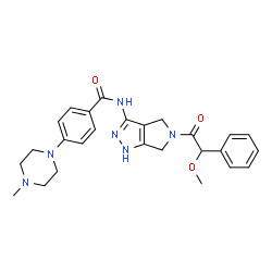 ChemSpider 2D Image | N-{5-[Methoxy(phenyl)acetyl]-1,4,5,6-tetrahydropyrrolo[3,4-c]pyrazol-3-yl}-4-(4-methyl-1-piperazinyl)benzamide | C26H30N6O3