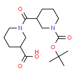 ChemSpider 2D Image | 1-[(1-{[(2-Methyl-2-propanyl)oxy]carbonyl}-3-piperidinyl)carbonyl]-3-piperidinecarboxylic acid | C17H28N2O5