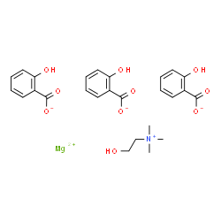 ChemSpider 2D Image | 2-Hydroxy-N,N,N-trimethylethanaminium magnesium 2-hydroxybenzoate (1:1:3) | C26H29MgNO10