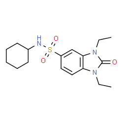 ChemSpider 2D Image | N-Cyclohexyl-1,3-diethyl-2-oxo-2,3-dihydro-1H-benzimidazole-5-sulfonamide | C17H25N3O3S