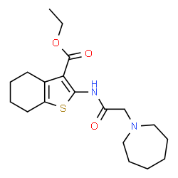 ChemSpider 2D Image | Ethyl 2-[(1-azepanylacetyl)amino]-4,5,6,7-tetrahydro-1-benzothiophene-3-carboxylate | C19H28N2O3S