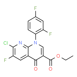 ChemSpider 2D Image | Ethyl 7-chloro-1-(2,4-difluorophenyl)-6-fluoro-4-oxo-1,4-dihydro-1,8-naphthyridine-3-carboxylate | C17H10ClF3N2O3