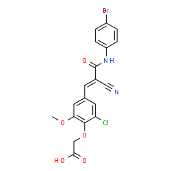 ChemSpider 2D Image | (4-{(1E)-3-[(4-Bromophenyl)amino]-2-cyano-3-oxo-1-propen-1-yl}-2-chloro-6-methoxyphenoxy)acetic acid | C19H14BrClN2O5