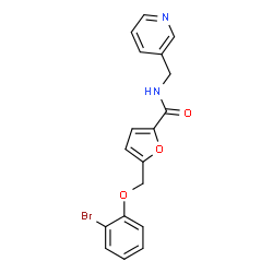 ChemSpider 2D Image | 5-[(2-Bromophenoxy)methyl]-N-(3-pyridinylmethyl)-2-furamide | C18H15BrN2O3