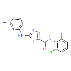 ChemSpider 2D Image | N-(2-Chloro-6-methylphenyl)-2-[(6-methyl-2-pyridinyl)amino]-1,3-thiazole-5-carboxamide | C17H15ClN4OS