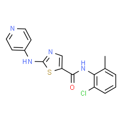 ChemSpider 2D Image | N-(2-Chloro-6-methylphenyl)-2-(4-pyridinylamino)-1,3-thiazole-5-carboxamide | C16H13ClN4OS
