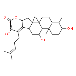 ChemSpider 2D Image | (17Z)-16-Acetoxy-3,11-dihydroxy-4,8,14-trimethyl-18-norcholesta-17,24-dien-21-oate | C31H47O6