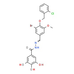 ChemSpider 2D Image | N'-{3-Bromo-4-[(2-chlorobenzyl)oxy]-5-methoxybenzylidene}-3,4,5-trihydroxybenzohydrazide | C22H18BrClN2O6
