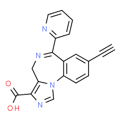 ChemSpider 2D Image | 8-Ethynyl-6-(2-pyridinyl)-4H-imidazo[1,5-a][1,4]benzodiazepine-3-carboxylic acid | C19H12N4O2