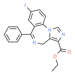 ChemSpider 2D Image | Ethyl 8-iodo-6-phenyl-4H-imidazo[1,5-a][1,4]benzodiazepine-3-carboxylate | C20H16IN3O2