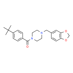 ChemSpider 2D Image | [4-(1,3-Benzodioxol-5-ylmethyl)-1-piperazinyl][4-(2-methyl-2-propanyl)phenyl]methanone | C23H28N2O3