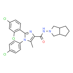 ChemSpider 2D Image | 1-(4-Chlorophenyl)-2-(2,4-dichlorophenyl)-N-(hexahydrocyclopenta[c]pyrrol-2(1H)-yl)-5-methyl-1H-imidazole-4-carboxamide | C24H23Cl3N4O