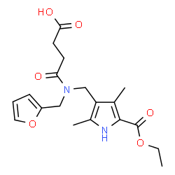 ChemSpider 2D Image | 4-[{[5-(Ethoxycarbonyl)-2,4-dimethyl-1H-pyrrol-3-yl]methyl}(2-furylmethyl)amino]-4-oxobutanoic acid | C19H24N2O6