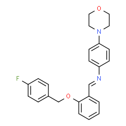 ChemSpider 2D Image | N-[(E)-{2-[(4-Fluorobenzyl)oxy]phenyl}methylene]-4-(morpholin-4-yl)aniline | C24H23FN2O2