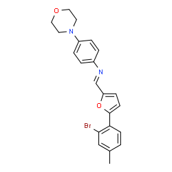 ChemSpider 2D Image | N-{(E)-[5-(2-Bromo-4-methylphenyl)-2-furyl]methylene}-4-(morpholin-4-yl)aniline | C22H21BrN2O2