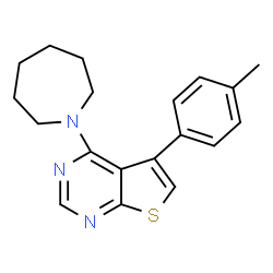 ChemSpider 2D Image | 4-(1-Azepanyl)-5-(4-methylphenyl)thieno[2,3-d]pyrimidine | C19H21N3S