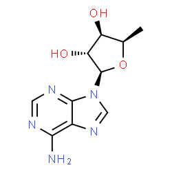 ChemSpider 2D Image | 9-(5-Deoxy-beta-D-xylofuranosyl)-9H-purin-6-amine | C10H13N5O3