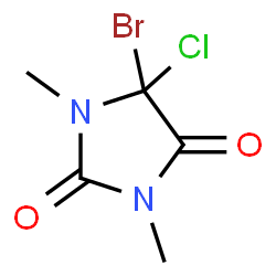 ChemSpider 2D Image | 5-Bromo-5-chloro-1,3-dimethyl-2,4-imidazolidinedione | C5H6BrClN2O2
