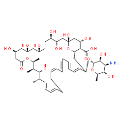 ChemSpider 2D Image | (1S,3S,4R,7R,9R,11S,15S,16R,17R,18S,19E,21E,25Z,29E,31E,33S,35S,36S,37S)-33-[(3-Amino-3,6-dideoxy-alpha-D-mannopyranosyl)oxy]-1,3,4,7,9,11,17,37-octahydroxy-15,16,18-trimethyl-13-oxo-14,39-dioxabicycl
o[33.3.1]nonatriaconta-19,21,25,27,29,31-hexaene-36-carboxylic acid | C47H75NO17