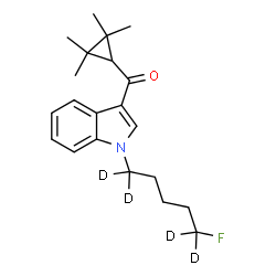 ChemSpider 2D Image | {1-[5-Fluoro(1,1,5,5-~2~H_4_)pentyl]-1H-indol-3-yl}(2,2,3,3-tetramethylcyclopropyl)methanone | C21H24D4FNO
