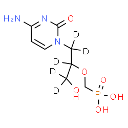 ChemSpider 2D Image | ({[1-(4-Amino-2-oxo-1(2H)-pyrimidinyl)-3-hydroxy(~2~H_5_)-2-propanyl]oxy}methyl)phosphonic acid | C8H9D5N3O6P