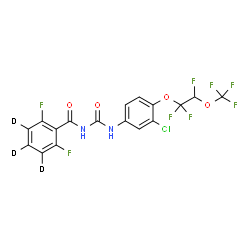 ChemSpider 2D Image | N-({3-Chloro-4-[1,1,2-trifluoro-2-(trifluoromethoxy)ethoxy]phenyl}carbamoyl)-2,6-difluoro(~2~H_3_)benzamide | C17H6D3ClF8N2O4