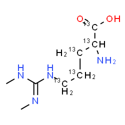ChemSpider 2D Image | N~5~-(N,N'-Dimethylcarbamimidoyl)(~13~C_5_)ornithine | C313C5H18N4O2