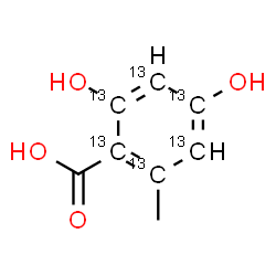 ChemSpider 2D Image | 2,4-Dihydroxy-6-methyl(~13~C_6_)benzoic acid | C213C6H8O4
