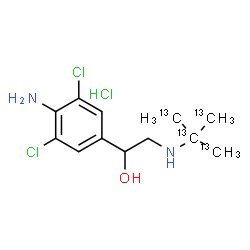 ChemSpider 2D Image | 1-(4-Amino-3,5-dichlorophenyl)-2-{[2-(~13~C)methyl(~13~C_3_)-2-propanyl]amino}ethanol hydrochloride (1:1) | C813C4H19Cl3N2O