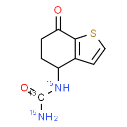 ChemSpider 2D Image | 1-(7-Oxo-4,5,6,7-tetrahydro-1-benzothiophen-4-yl)(~13~C,~15~N_2_)urea | C813CH1015N2O2S