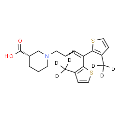 ChemSpider 2D Image | (3S)-1-{4,4-Bis[3-(~2~H_3_)methyl-2-thienyl]-3-buten-1-yl}-3-piperidinecarboxylic acid | C20H19D6NO2S2