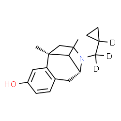 ChemSpider 2D Image | (1S,9R)-10-[(1-~2~H)Cyclopropyl(~2~H_2_)methyl]-1,13-dimethyl-10-azatricyclo[7.3.1.0~2,7~]trideca-2,4,6-trien-4-ol | C18H22D3NO