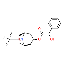 ChemSpider 2D Image | (3-endo)-8-(~2~H_3_)Methyl-8-azabicyclo[3.2.1]oct-3-yl hydroxy(phenyl)acetate hydrobromide (1:1) | C16H19D3BrNO3