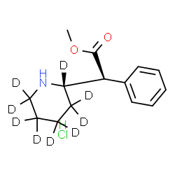 ChemSpider 2D Image | Methyl (2S)-phenyl[(2S)-(2,3,3,4,4,5,5,6,6-~2~H_9_)-2-piperidinyl]acetate hydrochloride (1:1) | C14H11D9ClNO2