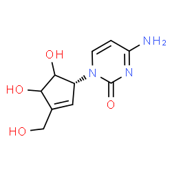 ChemSpider 2D Image | 4-Amino-1-[(1R)-4,5-dihydroxy-3-(hydroxymethyl)-2-cyclopenten-1-yl]-2(1H)-pyrimidinone | C10H13N3O4