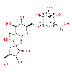 ChemSpider 2D Image | beta-D-Fructofuranosyl alpha-D-(~13~C_6_)galactopyranosyl-(1->6)-alpha-D-glucopyranoside | C1213C6H32O16