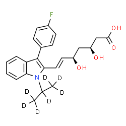 ChemSpider 2D Image | (3S,5R,6E)-7-{3-(4-Fluorophenyl)-1-[(~2~H_7_)-2-propanyl]-1H-indol-2-yl}-3,5-dihydroxy-6-heptenoic acid | C24H19D7FNO4