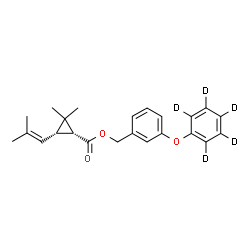ChemSpider 2D Image | 3-[(~2~H_5_)Phenyloxy]benzyl (1R,3S)-2,2-dimethyl-3-(2-methyl-1-propen-1-yl)cyclopropanecarboxylate | C23H21D5O3