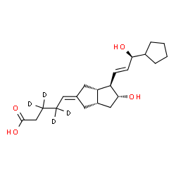 ChemSpider 2D Image | (5E)-5-[(3aS,4R,5R,6aS)-4-[(1E,3S)-3-Cyclopentyl-3-hydroxy-1-propen-1-yl]-5-hydroxyhexahydro-2(1H)-pentalenylidene](3,3,4,4-~2~H_4_)pentanoic acid | C21H28D4O4