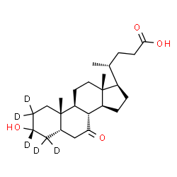ChemSpider 2D Image | (3alpha,5beta)-3-Hydroxy-7-oxo(2,2,3,4,4-~2~H_5_)cholan-24-oic acid | C24H33D5O4
