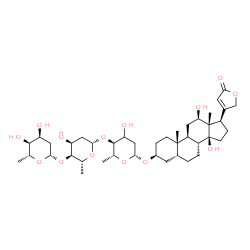 ChemSpider 2D Image | (3beta,5beta,12beta)-3-{[2,6-Dideoxy-beta-D-ribo-hexopyranosyl-(1->4)-2,6-dideoxy-beta-D-ribo-hexopyranosyl-(1->4)-(3xi)-2,6-dideoxy-beta-D-erythro-hexopyranosyl]oxy}-12,14-dihydroxycard-20(22)-enolid
e | C41H64O14