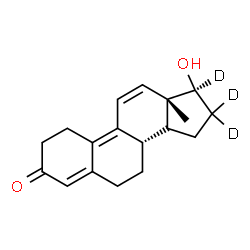ChemSpider 2D Image | (14xi,17beta)-17-Hydroxy(16,16,17-~2~H_3_)estra-4,9,11-trien-3-one | C18H19D3O2