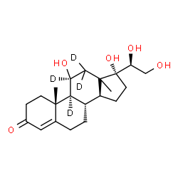 ChemSpider 2D Image | (11beta,13xi,20S)-11,17,20,21-Tetrahydroxy(9,11,12,12-~2~H_4_)pregn-4-en-3-one | C21H28D4O5