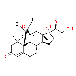 ChemSpider 2D Image | (11beta,20S)-11,17,20,21-Tetrahydroxy(1,1,19,19,19-~2~H_5_)pregn-4-en-3-one | C21H27D5O5