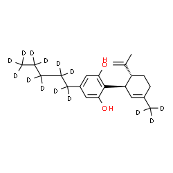 ChemSpider 2D Image | 2-[(1R,6R)-6-Isopropenyl-3-(~2~H_3_)methyl-2-cyclohexen-1-yl]-5-(~2~H_11_)pentyl-1,3-benzenediol | C21H16D14O2
