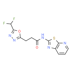 ChemSpider 2D Image | 3-[5-(Difluoromethyl)-1,3,4-oxadiazol-2-yl]-N-([1,3]thiazolo[5,4-b]pyridin-2-yl)propanamide | C12H9F2N5O2S