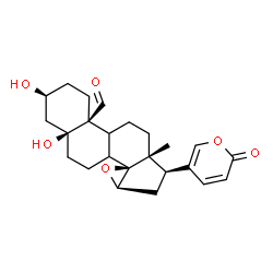 ChemSpider 2D Image | (3beta,5beta,8xi,9xi,15beta)-3,5-Dihydroxy-19-oxo-14,15-epoxybufa-20,22-dienolide | C24H30O6