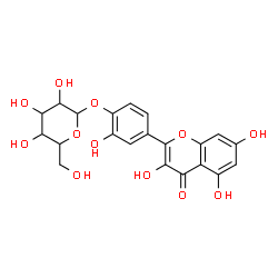 ChemSpider 2D Image | 2-Hydroxy-4-(3,5,7-trihydroxy-4-oxo-4H-chromen-2-yl)phenyl hexopyranoside | C21H20O12