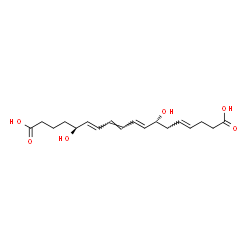 ChemSpider 2D Image | (4E,7R,8E,10E,12E,14S)-7,14-Dihydroxy-4,8,10,12-octadecatetraenedioic acid | C18H26O6