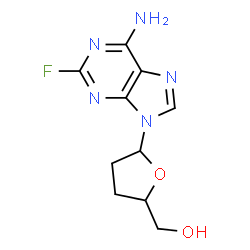 ChemSpider 2D Image | [5-(6-Amino-2-fluoro-9H-purin-9-yl)tetrahydro-2-furanyl]methanol | C10H12FN5O2